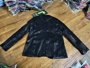 Giacca blazer da uomo con paillettes nere disco party abbigliamento autunno inverno