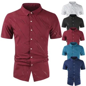 Men's short sleeve button up shirt abstract print casual summer top comfortable fashion style