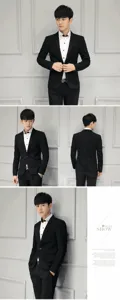 Veste de costume unie slim pour homme blazer formel d'affaires loisir vêtement extérieur.