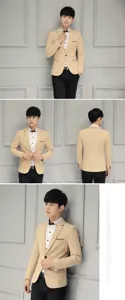 Élégante veste de blazer beige décontractée pour homme pour la mode de printemps.