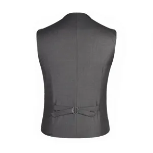 Men's Slim Fit Suit Vest Back View Elegant Business Casual Waistcoat Solid Grey New