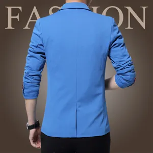 Veste de costume de blazer decontractee unie slim pour homme mode de printemps.