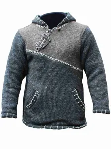 Sweat-shirt à capuche en tricot color-block pour homme, grande taille, manteau décontracté