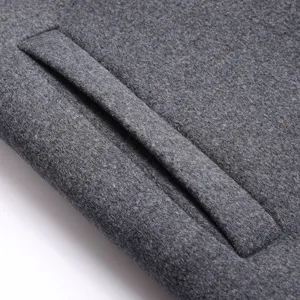 Men's wool blend overcoat pocket detail closeup winter warm stylish casual outerwear