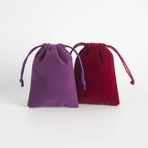 Samt Kordelzug Schmuck Aufbewahrung Beutel Set, weiche Pluesch Geschenk Taschen fuer Ohrringe.