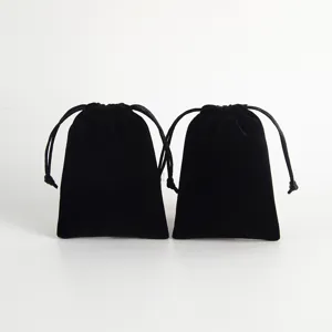 Schwarzer Plüsch Samt Kordelzug Beutel für Schmuck Geschenk Aufbewahrung Verpackung Details