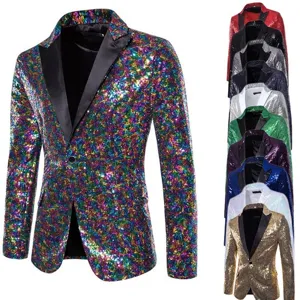 Men's Sequined Suit Jacket Glitter Blazer Stage Performance Party Nightclub Suit