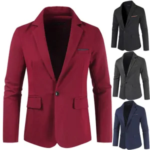 Men slim fit casual blazer single button stylish business suit jacket with multiple colors
