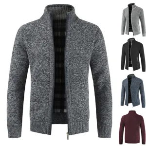 Men's Stand Collar Full Zip Knitted Cardigan Sweater Casual Long Sleeve Thermal Outerwear