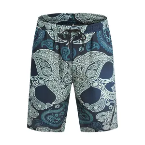 Herren Paisley Muster Badeshorts sommerliche Strandshorts Freizeithosen mit Kordelzug.