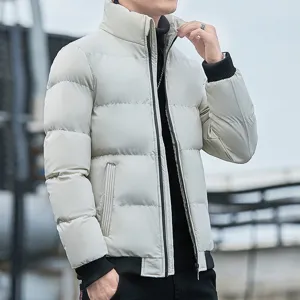 Heren winter puffer jas casual opstaande kraag dikke warme gewatteerde jas bovenkleding
