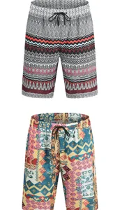 Herren bedruckte Badeshorts Sommer Strand Freizeithose stilvolle geometrische Muster.