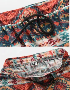 Herren ethnische Print Badeshorts lässige Sommer Badehose mit Kordelzug und elastischem Bund.