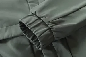 Close-up detail of the elastic cuff on a stylish men's casual jacket outerwear piece.