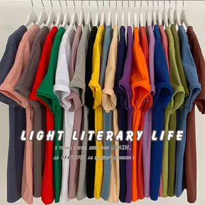 T-shirt manches courtes uni ample decontracté style minimaliste couple haut basique streetwear