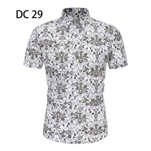 Men's short sleeve shirt, vintage baroque print, slim fit casual button down top.