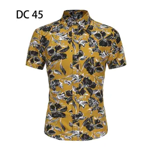 Men's floral short sleeve Hawaiian shirt casual slim fit beach shirt stylish summer top detail.