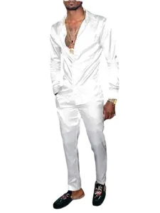 Completo Camicia e Pantaloni a Manica Lunga Casual da Uomo Moda Revers Monopetto Stampato Digitale Top e Pantaloni
