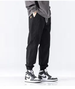Men's Casual Cargo Joggers Loose Fit Autumn Trousers Streetwear Comfort Black Sweatpants