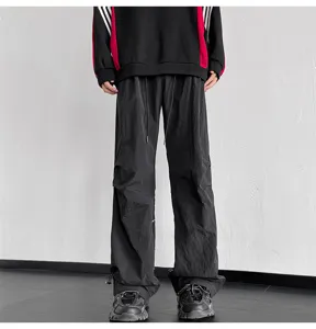 Pantalones cargo paracaídas anchos casual hombre mujer streetwear con cordón pantalón largo.
