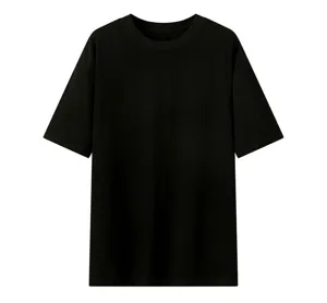 Maglietta a maniche corte nera semplice per l'estate, top casual girocollo classico.