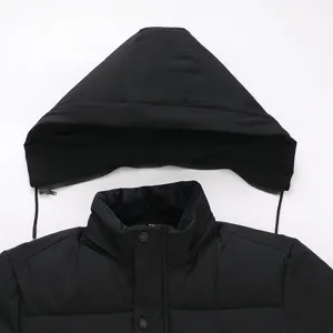 Black hooded winter parka jacket warm casual plus size solid color outerwear coat for daily use