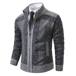 Heren opstaande kraag gebreid vest fleece verdikt casual trui jas buitenkleding