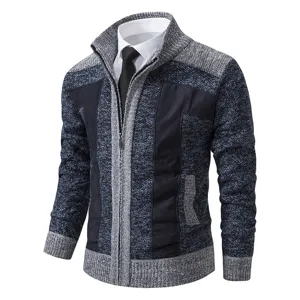 Heren opstaande kraag gebreide cardigan trui jas winter fleece dikke vrijetijdsjas