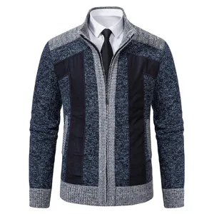 Modieuze heren opstaande kraag gebreid vest casual warme winter trui jas met handige rits
