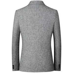 Men's casual blazer jacket spring thin business suit top solid color grey stylish male coat