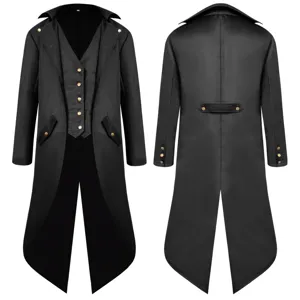 Men's Medieval Vintage Tailcoat Steampunk Gothic Retro Long Coat Party Uniform Outfit