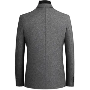 Heren winter wol blazer jas business casual slim fit grijs pak jasje stijlvol mooi