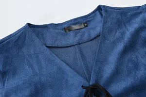 Men faux suede vest detail view close up V-neck casual sleeveless jacket autumn fashion.