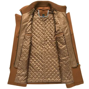 Men's thick wool blend overcoat with double collar and quilted lining, winter outerwear fashion