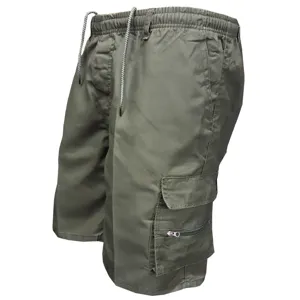 Herren Armeegruene Cargoshorts mit elastischem Kordelzugbund und mehreren Taschen Ansicht