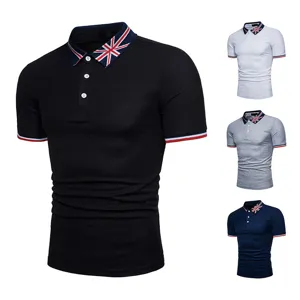 Heren Korte Mouw Polo Shirt Union Jack Kraag Casual Zomer Tops Comfortabele Kleding