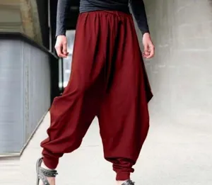 Mens casual loose harem pants retro drop crotch baggy trousers comfortable streetwear style