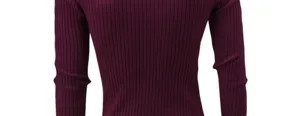Men's slim fit ribbed turtleneck sweater long sleeve solid color knitwear base layer autumn