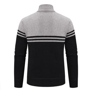 Men's high collar color block sweater casual long sleeve knitwear cardigan top