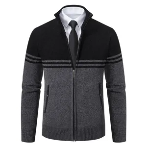 Men's mock neck zip-up cardigan sweater casual business long sleeve knitwear