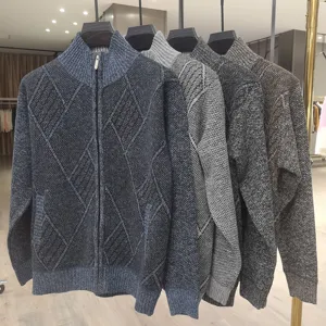 Herren Stehkragen Reißverschluss Strickjacke, dicker warmer Winter Cardigan top.