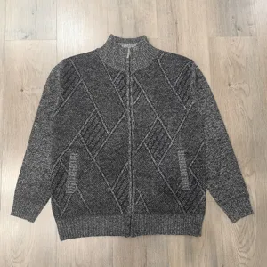 Herren Stehkragen Reißverschluss Strickjacke Geometrisches Muster Casual Strickpullover Top