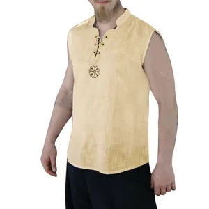 Chaleco sin mangas medieval para hombre chaleco vikingo vintage top de tirantes verano