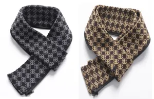 Stylish winter knit scarf with zipper design, warm houndstooth pattern neck warmer for men.