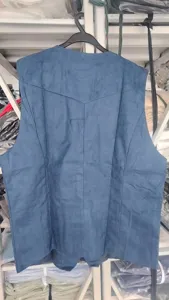 Gilet en daim bleu pour homme coupe cintrée affaires loisirs veste de costume rétro