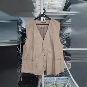 Gilet vintage en daim pour homme col V coupe slim décontracté d'affaires formel 4XL