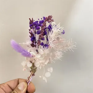 Mini dried flower bouquet detail, natural preserved floral arrangement for car decor and gifts.
