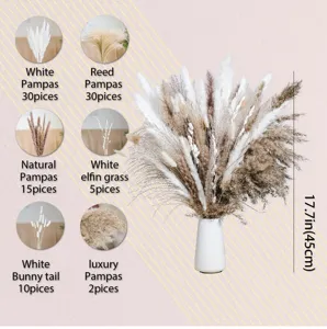 Natural dried pampas grass bouquet mixed floral arrangement home decor boho wedding 45cm
