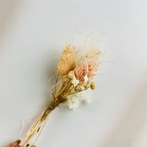 Mini dried flower bouquet natural bunny tails grass floral arrangement for gift box decor car