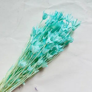 Blue dried flowers bouquet for home decor floral arrangement DIY craft project design.